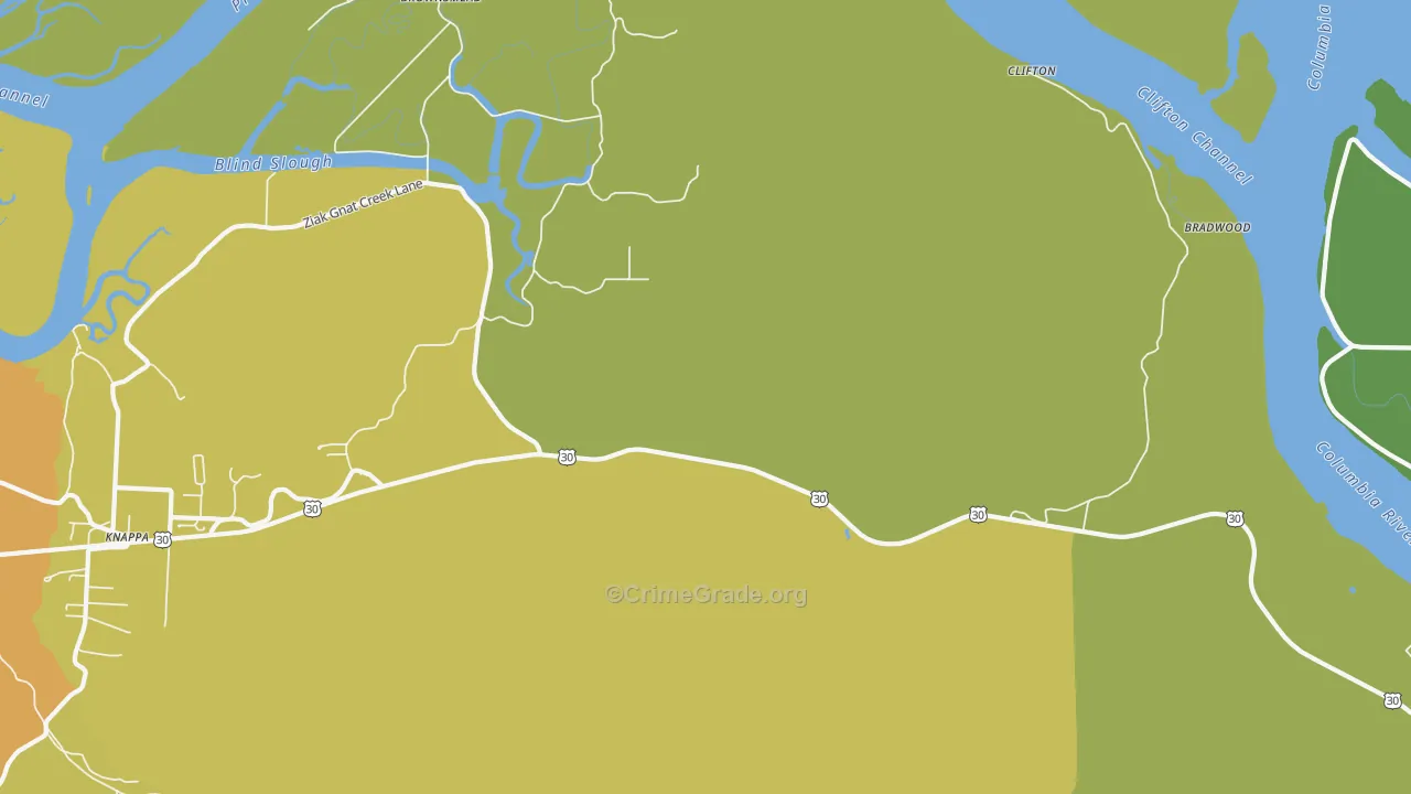 Brownsmead, OR Map of Vehicle Theft Rates