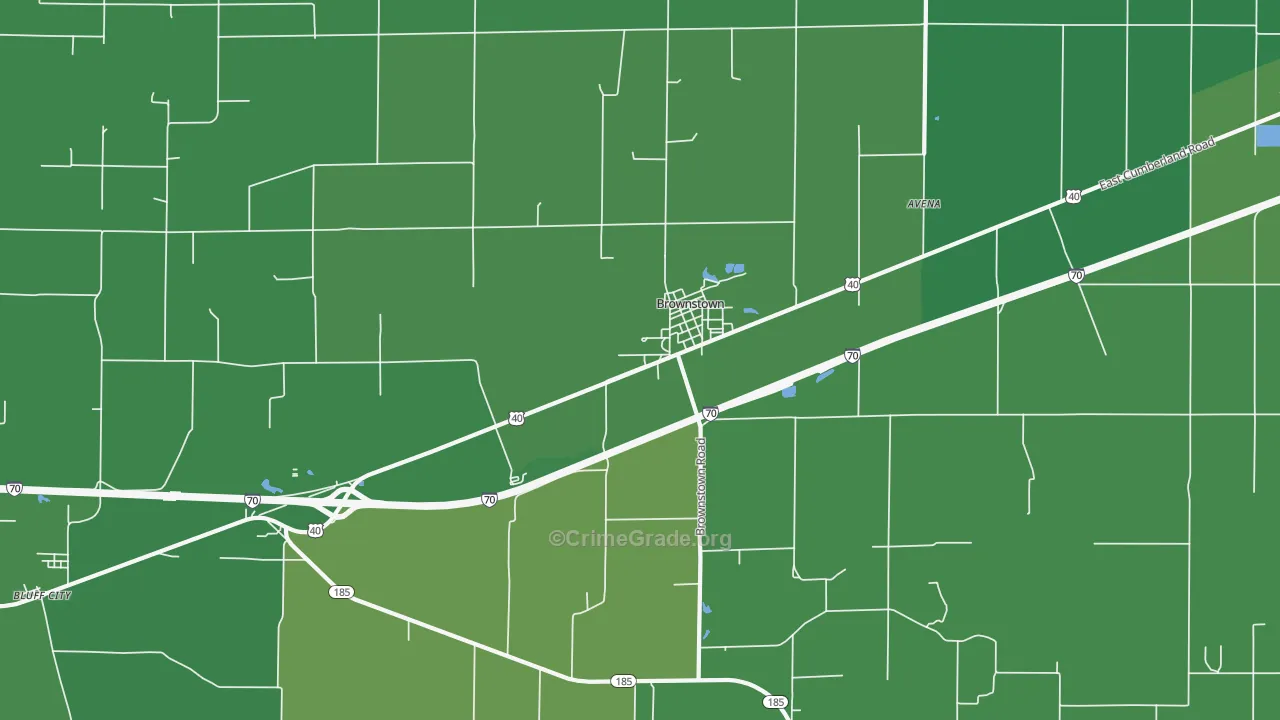 Brownstown, IL Map of Vehicle Theft Rates