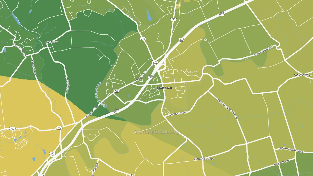 Brownstown, PA Map of Vehicle Theft Rates