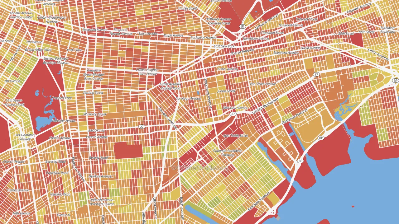 Brownsville, Brooklyn, NY Map of Vehicle Theft Rates