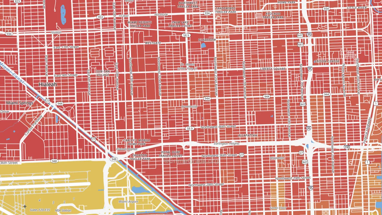 Brownsville, FL Map of Vehicle Theft Rates