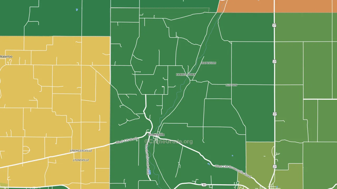 Brownsville, IN Map of Vehicle Theft Rates