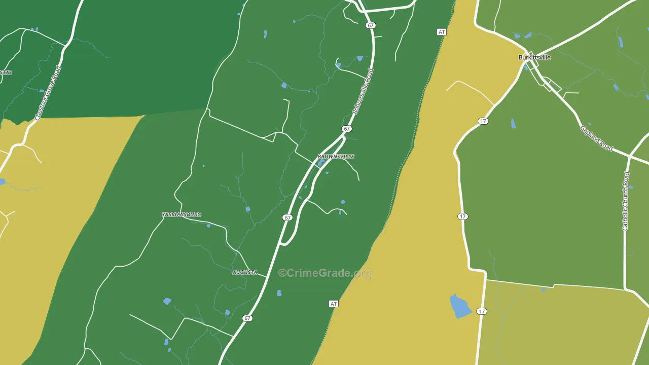 Brownsville, MD Map of Vehicle Theft Rates