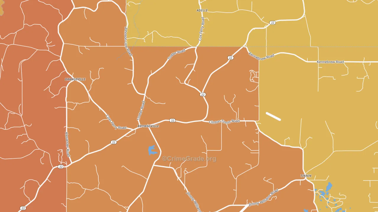 Brownsville, MS Map of Vehicle Theft Rates