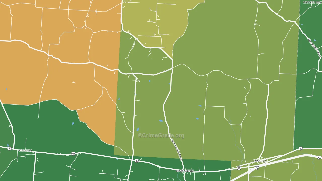 Brownsville, OH Map of Vehicle Theft Rates
