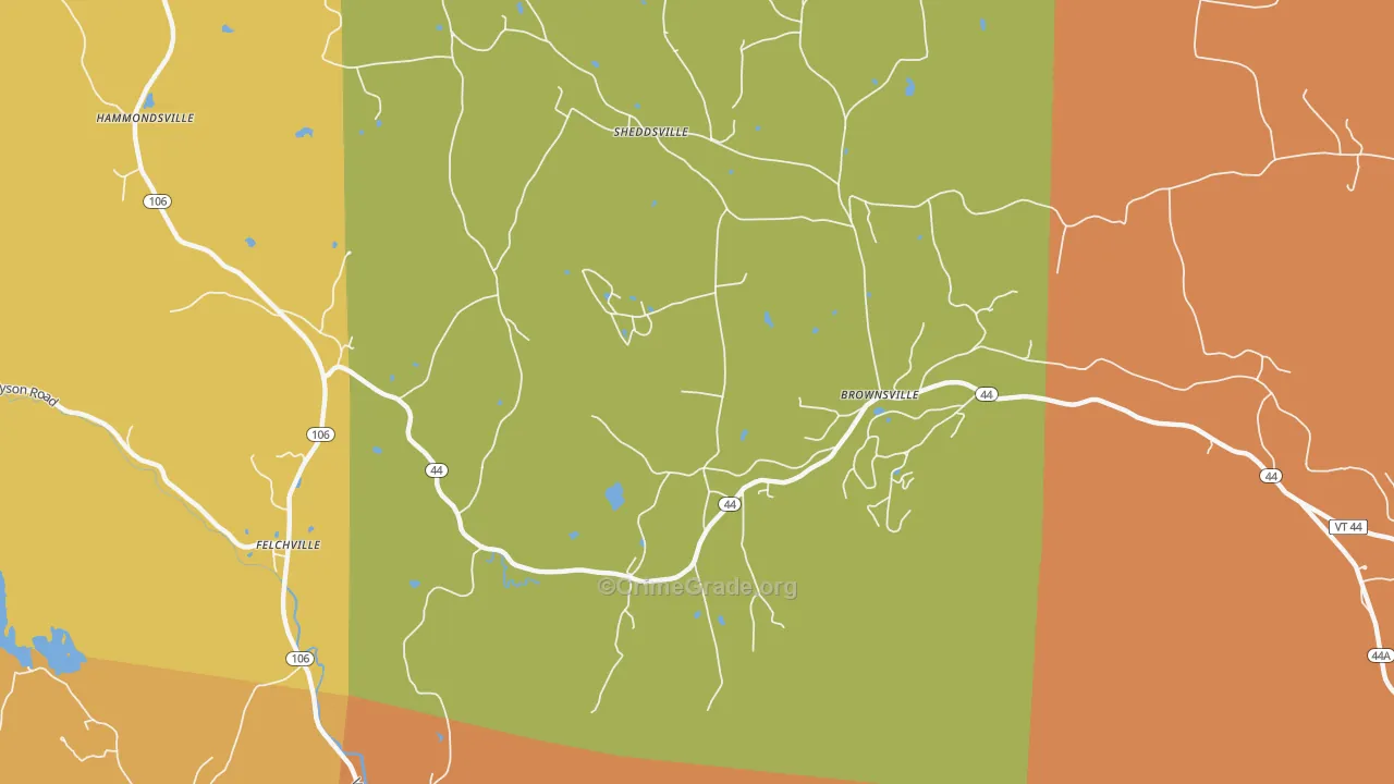 Brownsville, VT Map of Vehicle Theft Rates