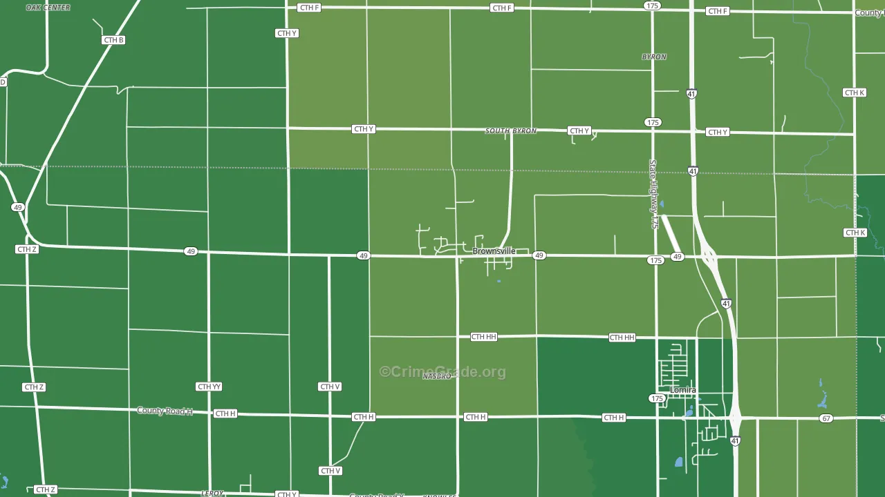 Brownsville, WI Map of Vehicle Theft Rates