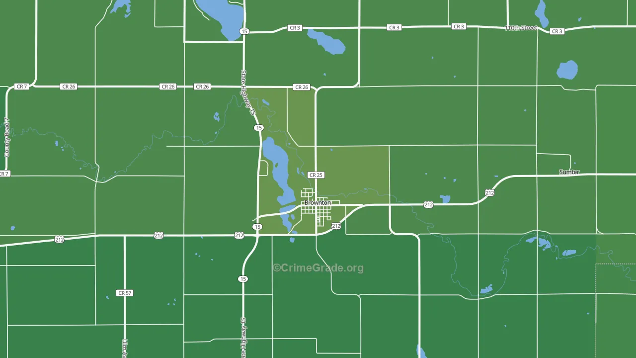 Brownton, MN Map of Vehicle Theft Rates