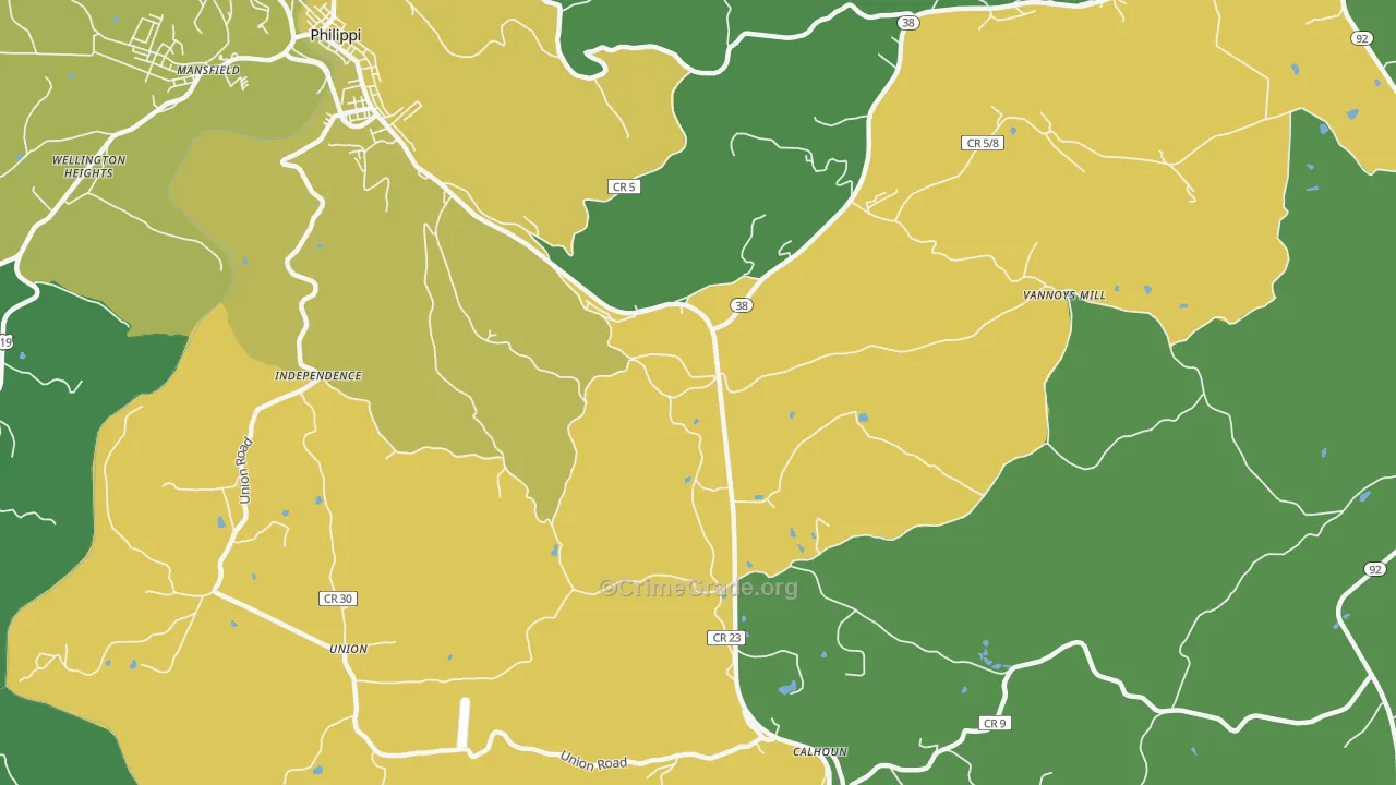 Brownton, WV Map of Vehicle Theft Rates