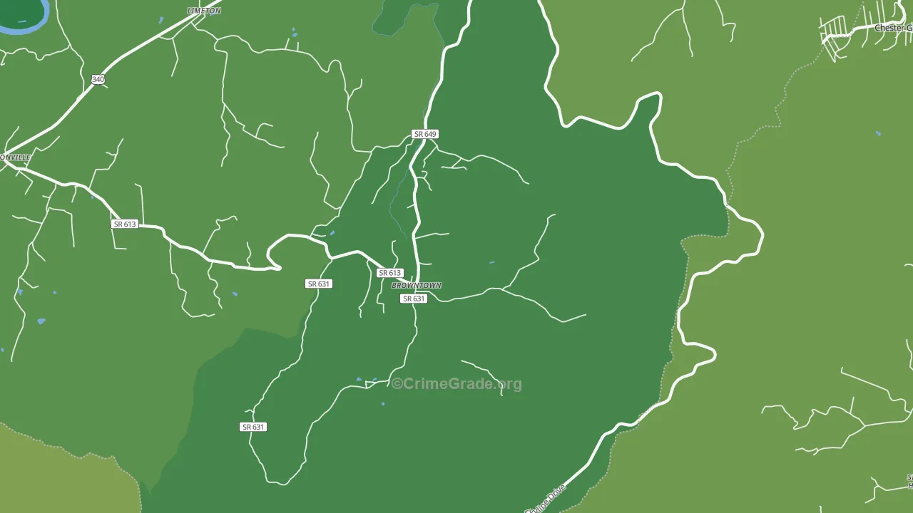 Browntown, VA Map of Vehicle Theft Rates