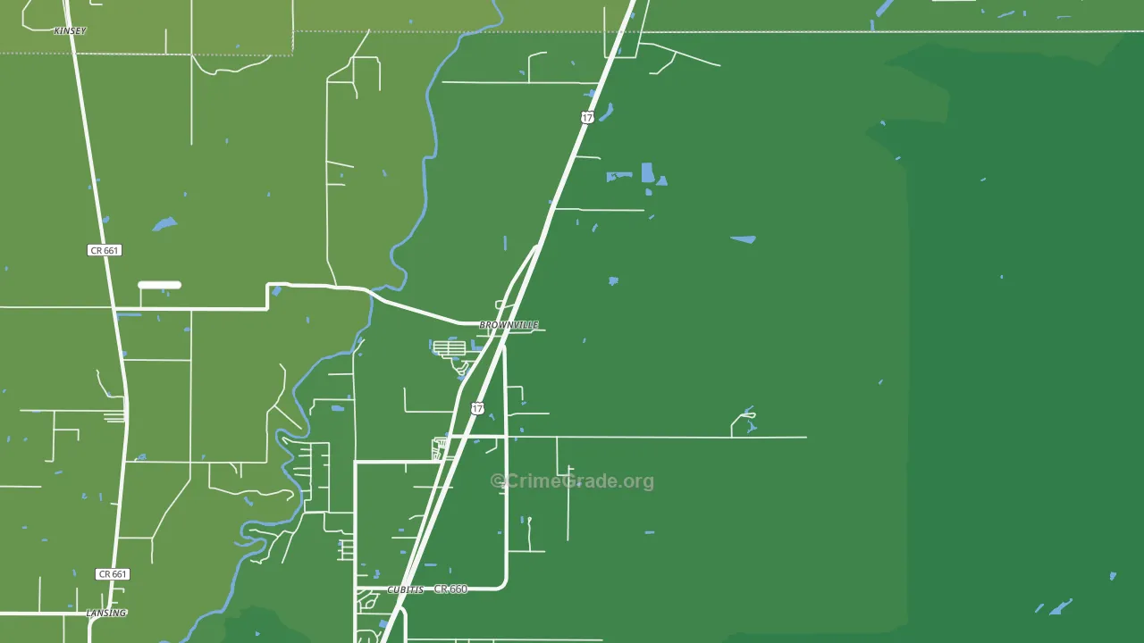 Brownville, FL Map of Vehicle Theft Rates