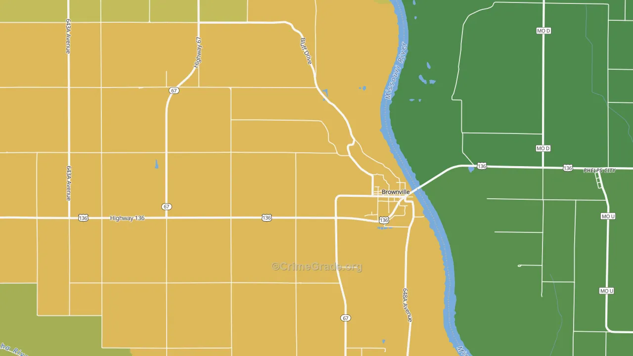 Brownville, NE Map of Vehicle Theft Rates