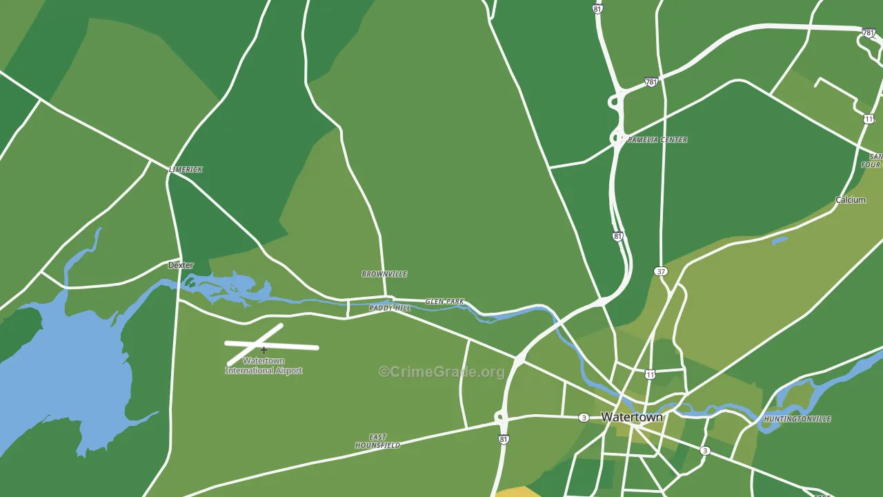 Brownville, NY Map of Vehicle Theft Rates