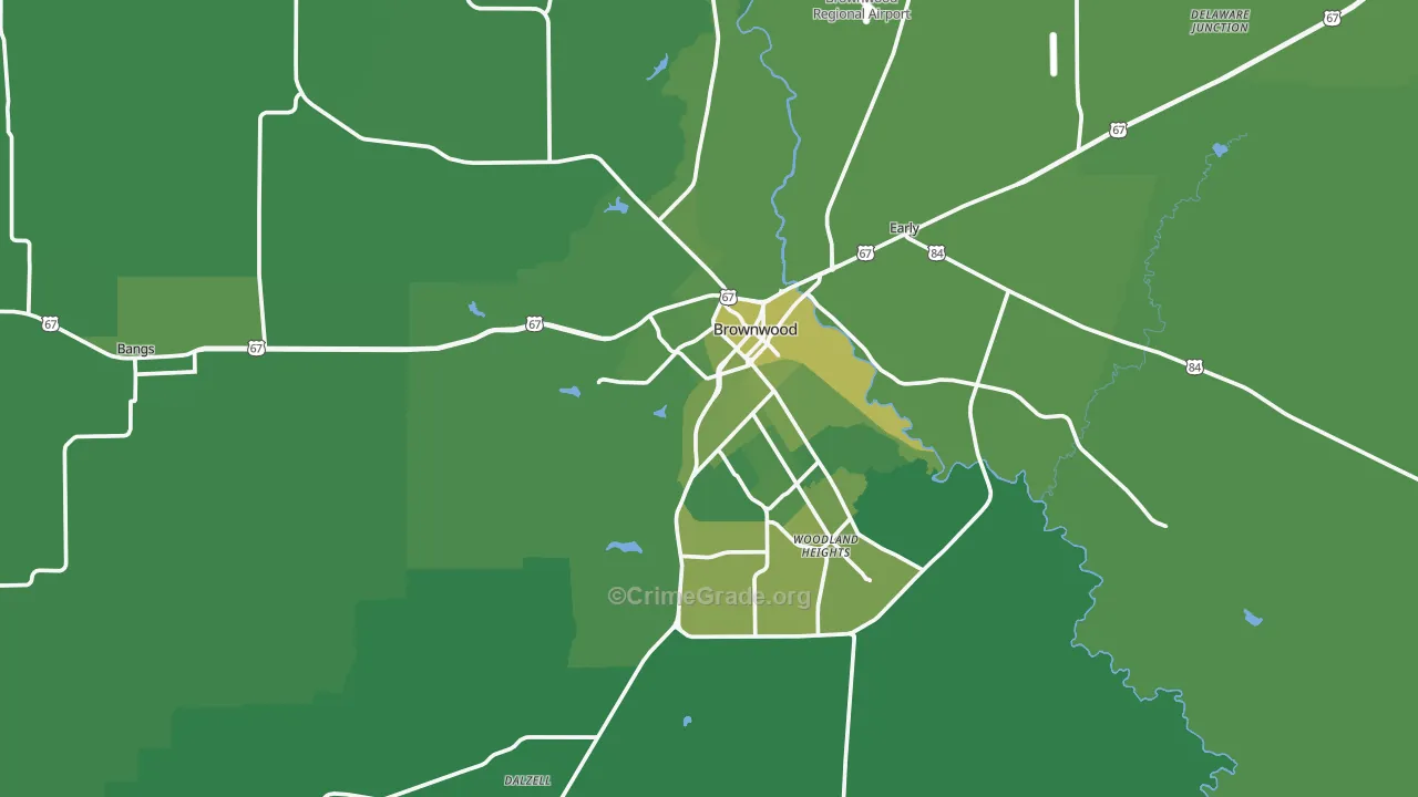 Brownwood, TX Map of Vehicle Theft Rates