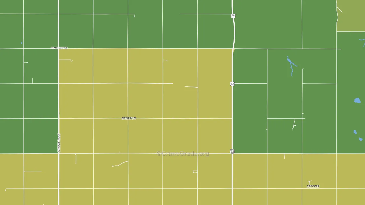 Broxton, OK Map of Vehicle Theft Rates