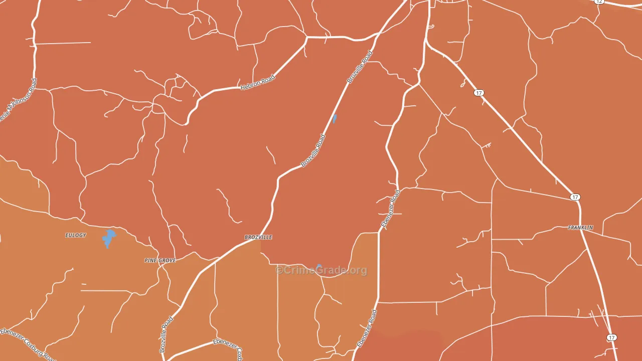 Brozville, MS Map of Vehicle Theft Rates