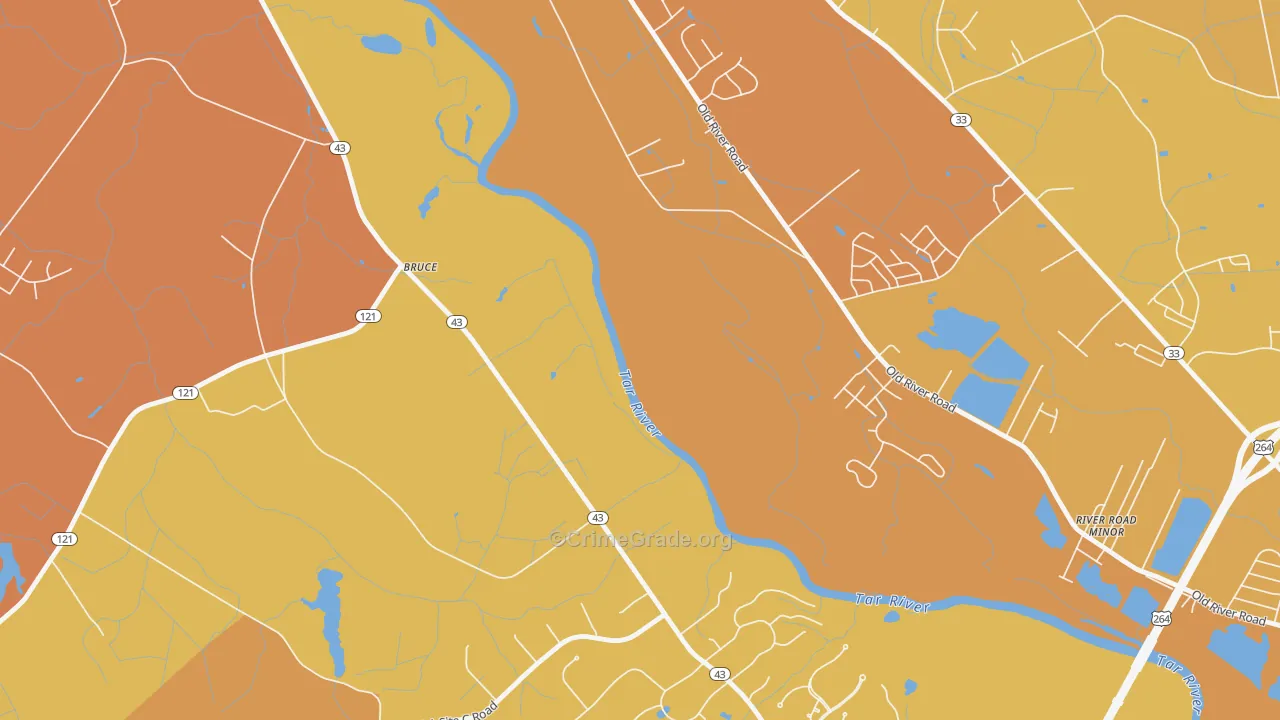 Bruce, NC Map of Vehicle Theft Rates