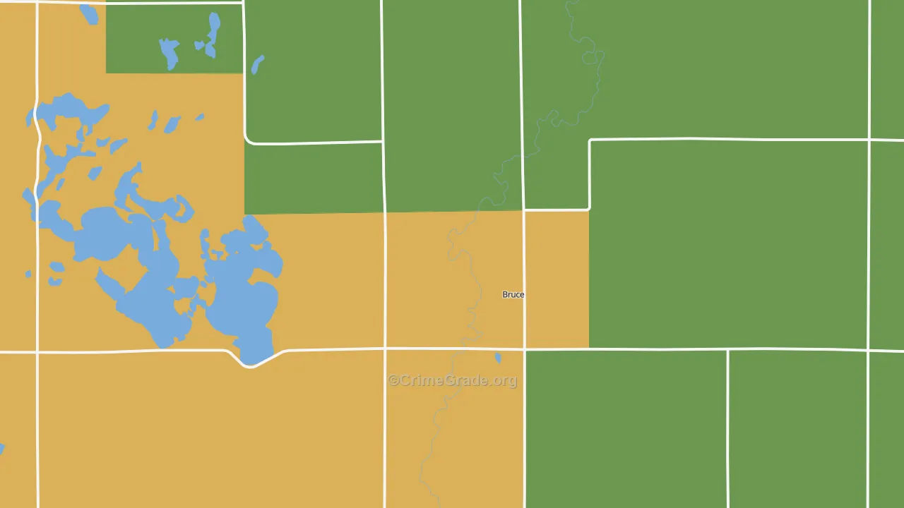 Bruce, SD Map of Vehicle Theft Rates