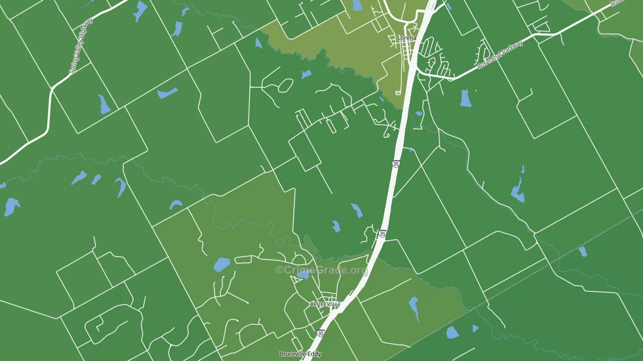 Bruceville, TX Map of Vehicle Theft Rates