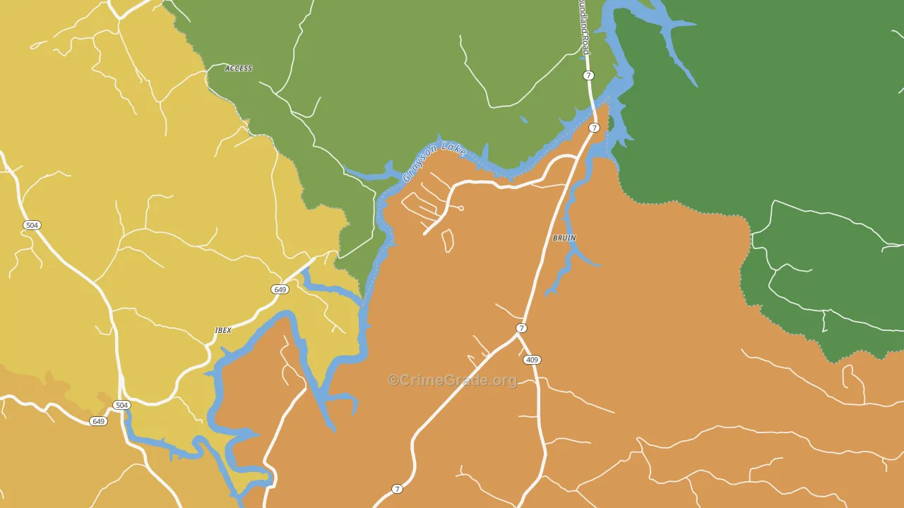 Bruin, KY Map of Vehicle Theft Rates