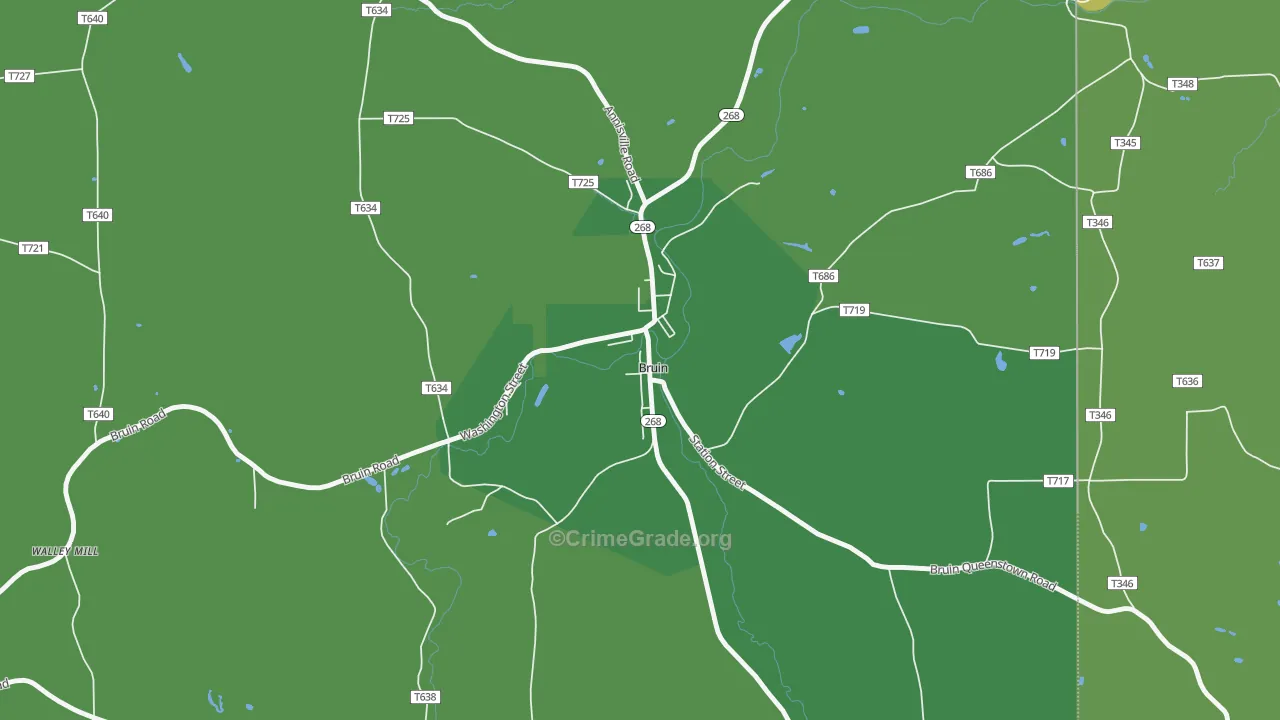 Bruin, PA Map of Vehicle Theft Rates