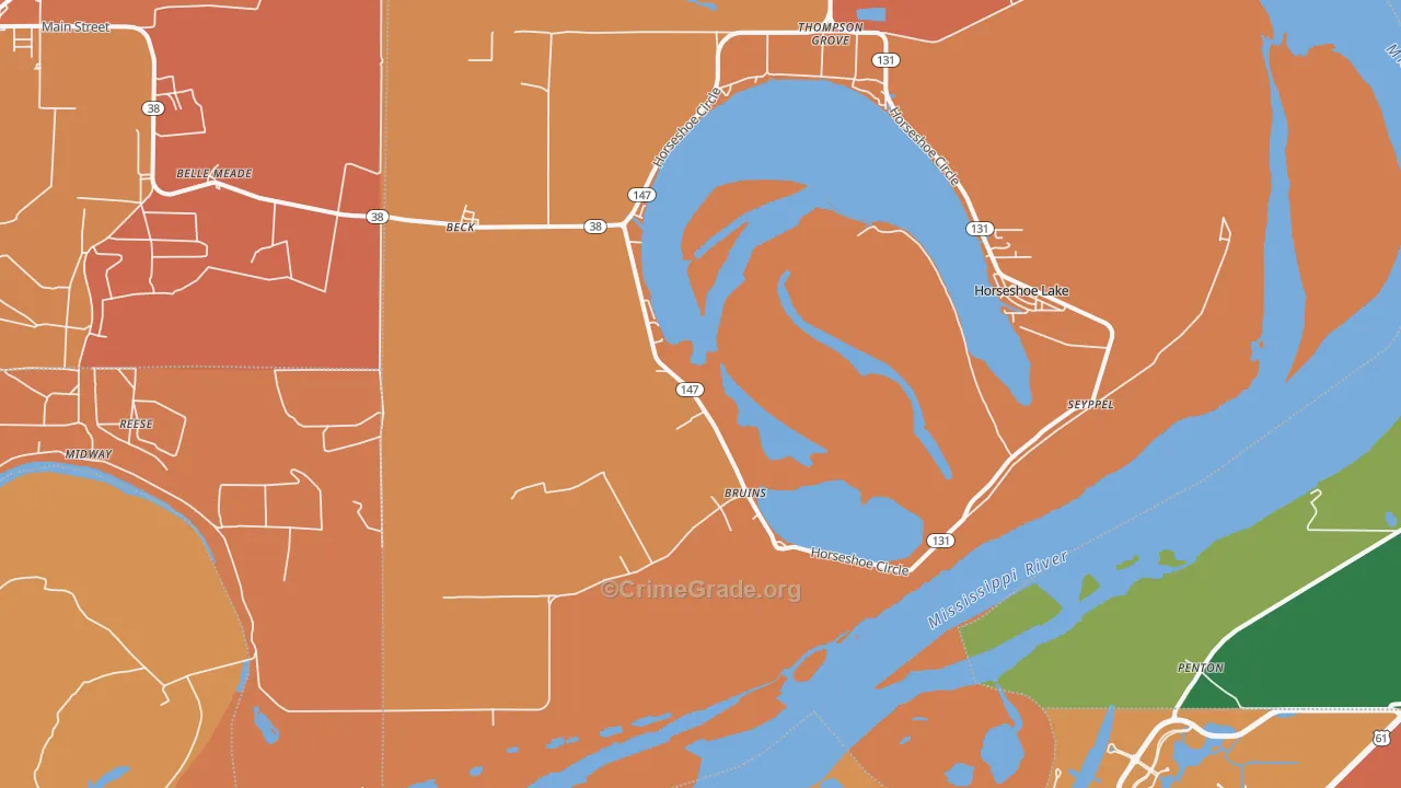 Bruins, AR Map of Vehicle Theft Rates