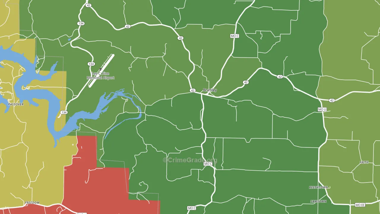 Brumley, MO Map of Vehicle Theft Rates