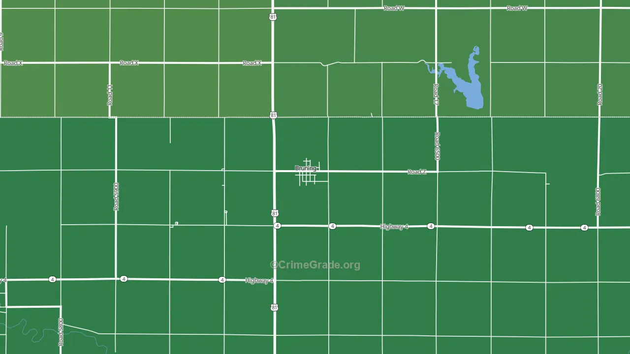 Bruning, NE Map of Vehicle Theft Rates
