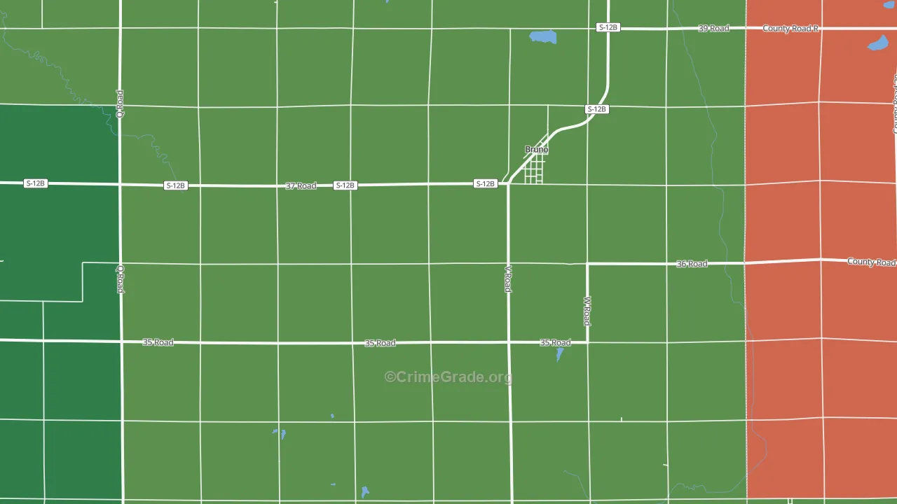 Bruno, NE Map of Vehicle Theft Rates