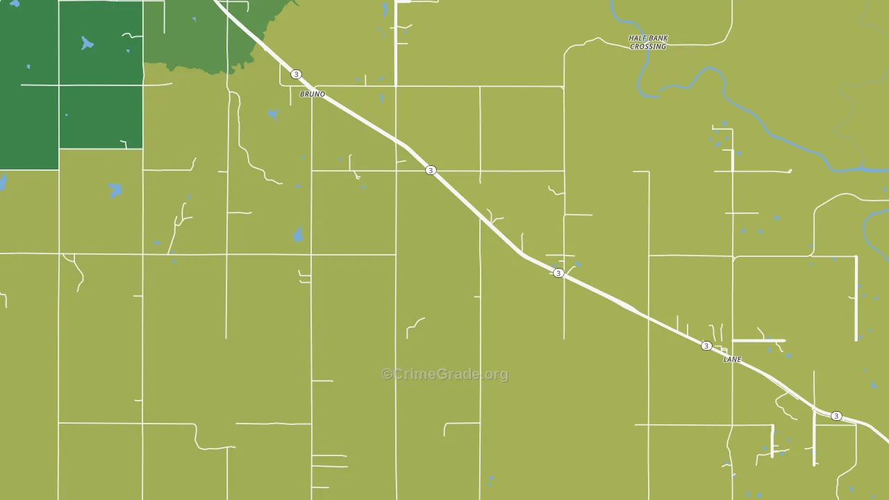 Bruno, OK Map of Vehicle Theft Rates