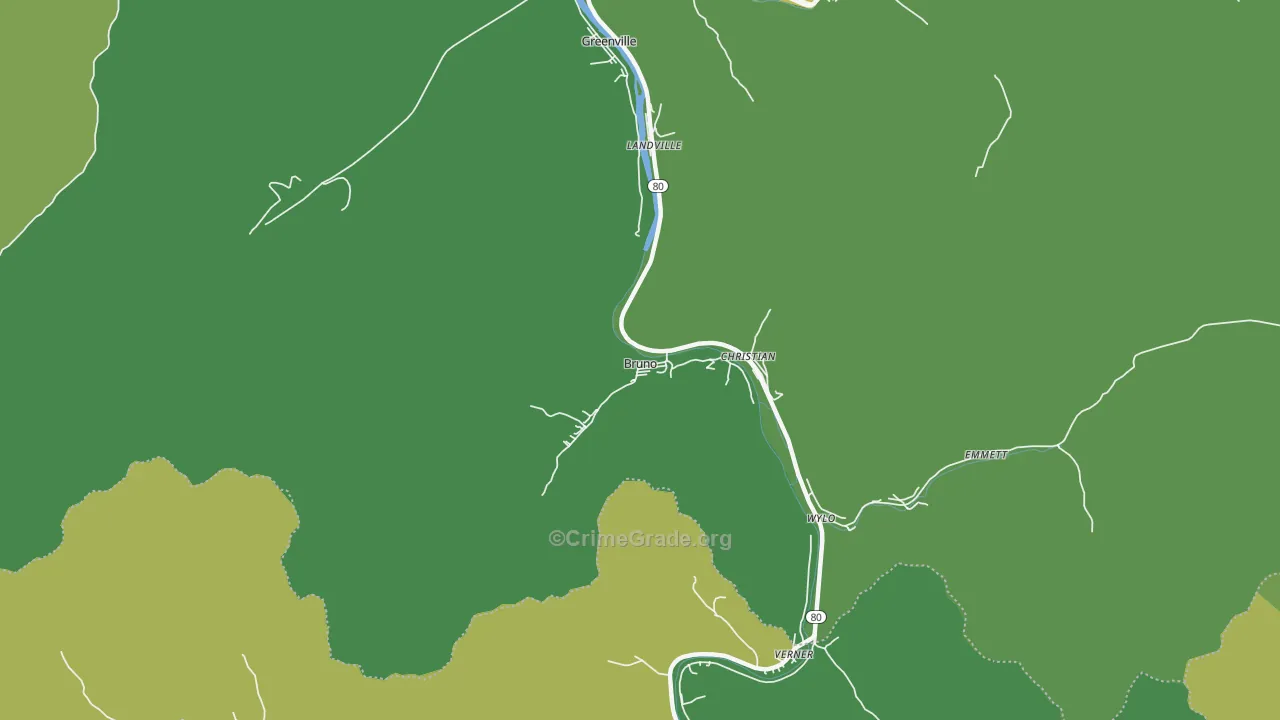 Bruno, WV Map of Vehicle Theft Rates