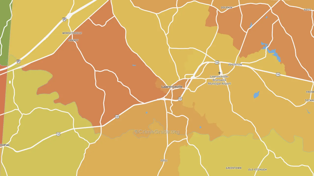 Brunswick County, VA Map of Vehicle Theft Rates