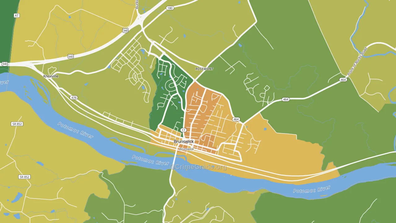 Brunswick, MD Map of Vehicle Theft Rates
