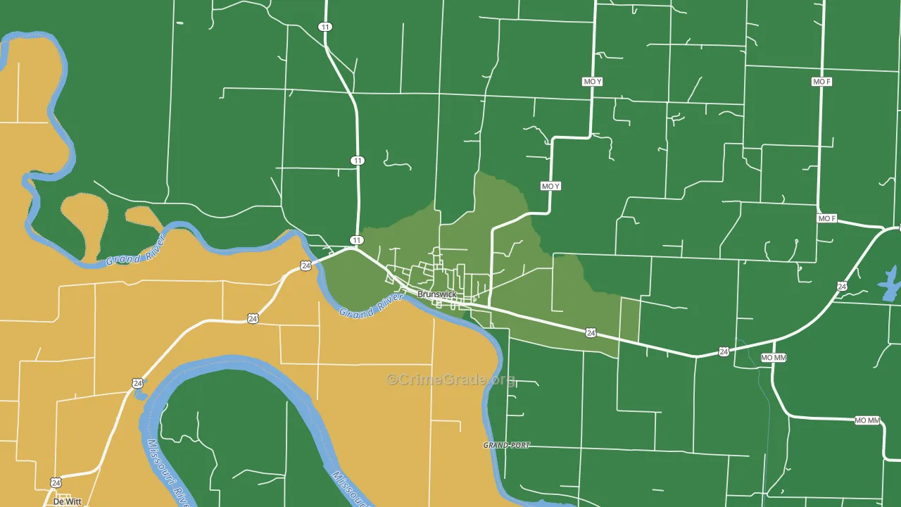 Brunswick, MO Map of Vehicle Theft Rates