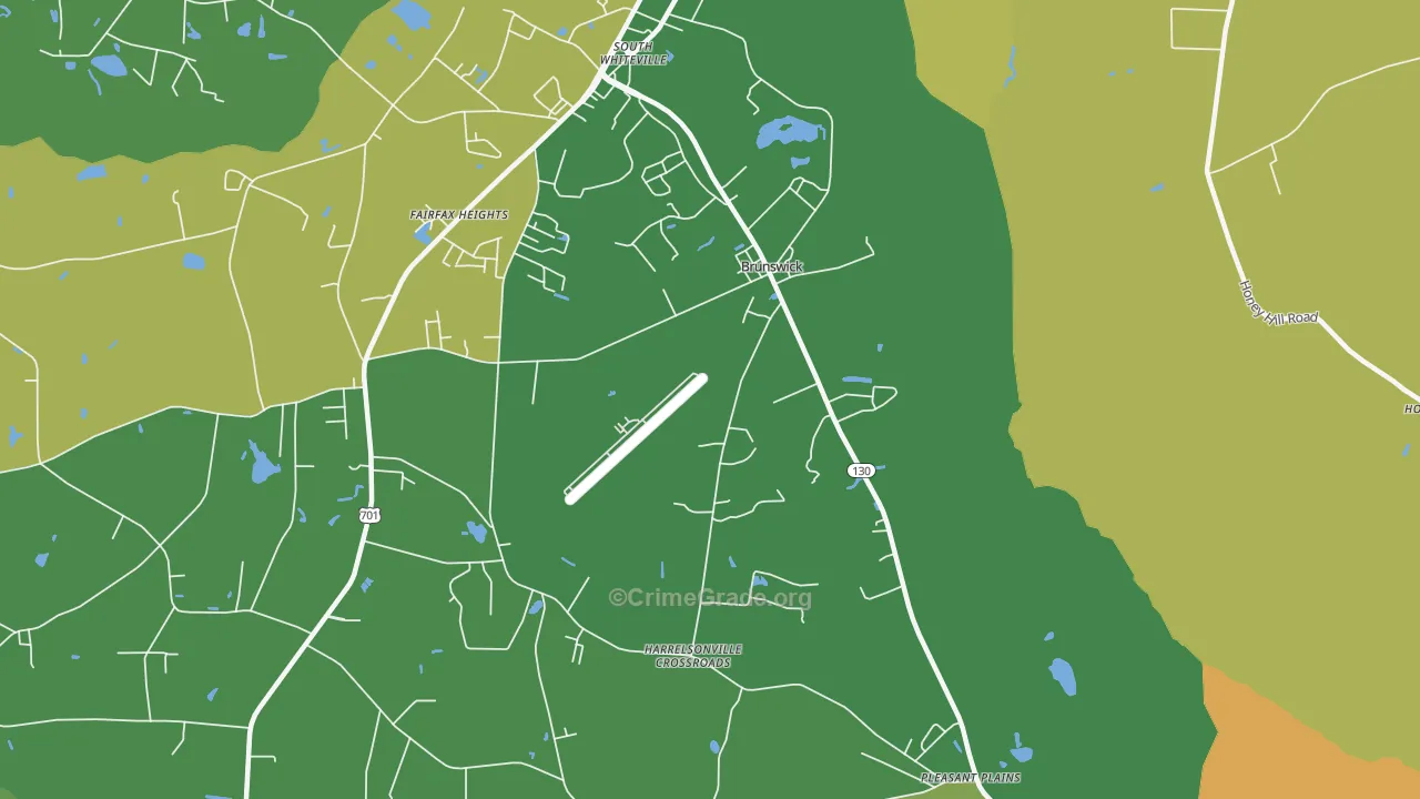 Brunswick, NC Map of Vehicle Theft Rates