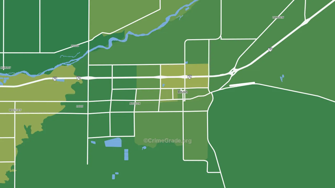 Brush, CO Map of Vehicle Theft Rates