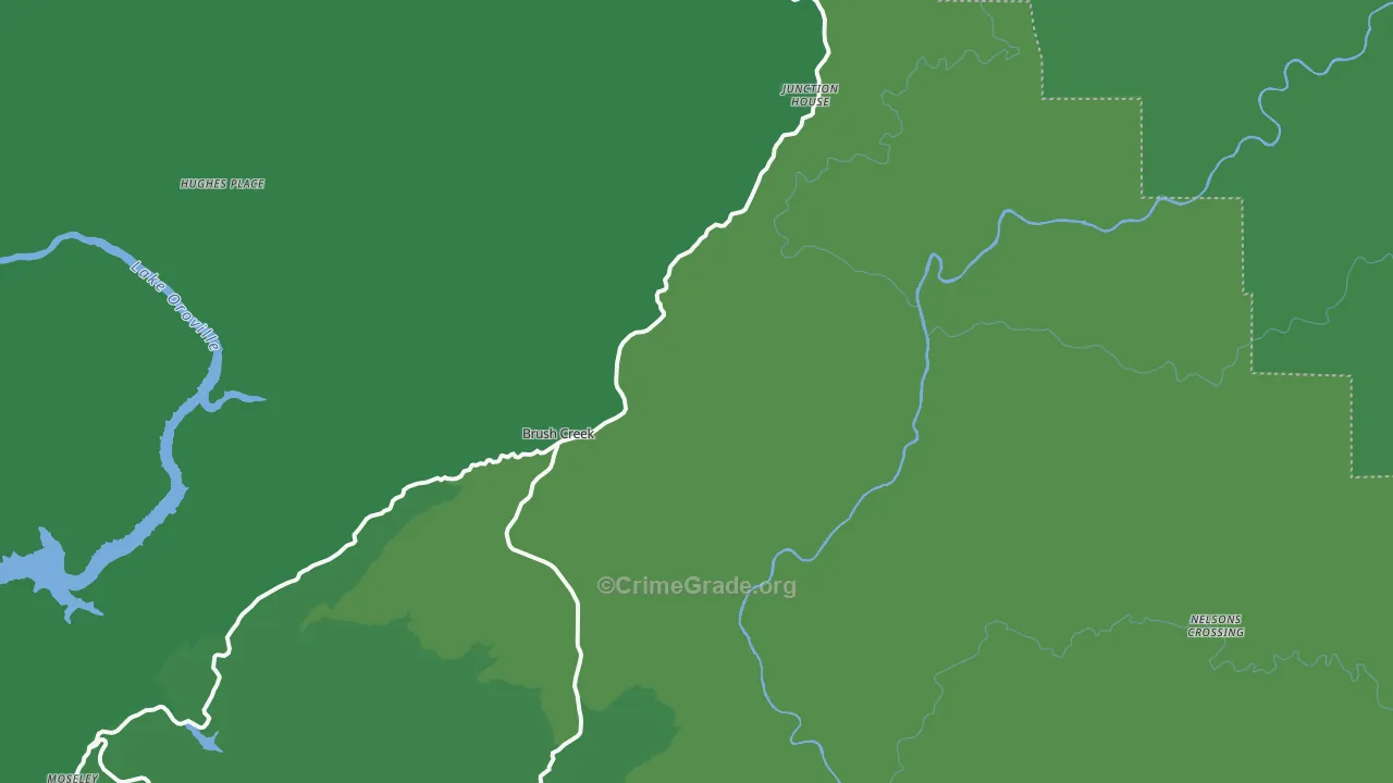 Brush Creek, CA Map of Vehicle Theft Rates