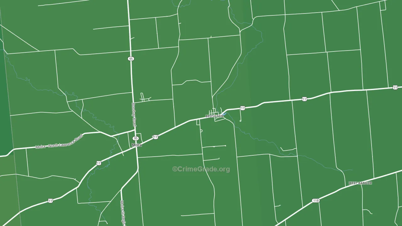 Brushton, NY Map of Vehicle Theft Rates