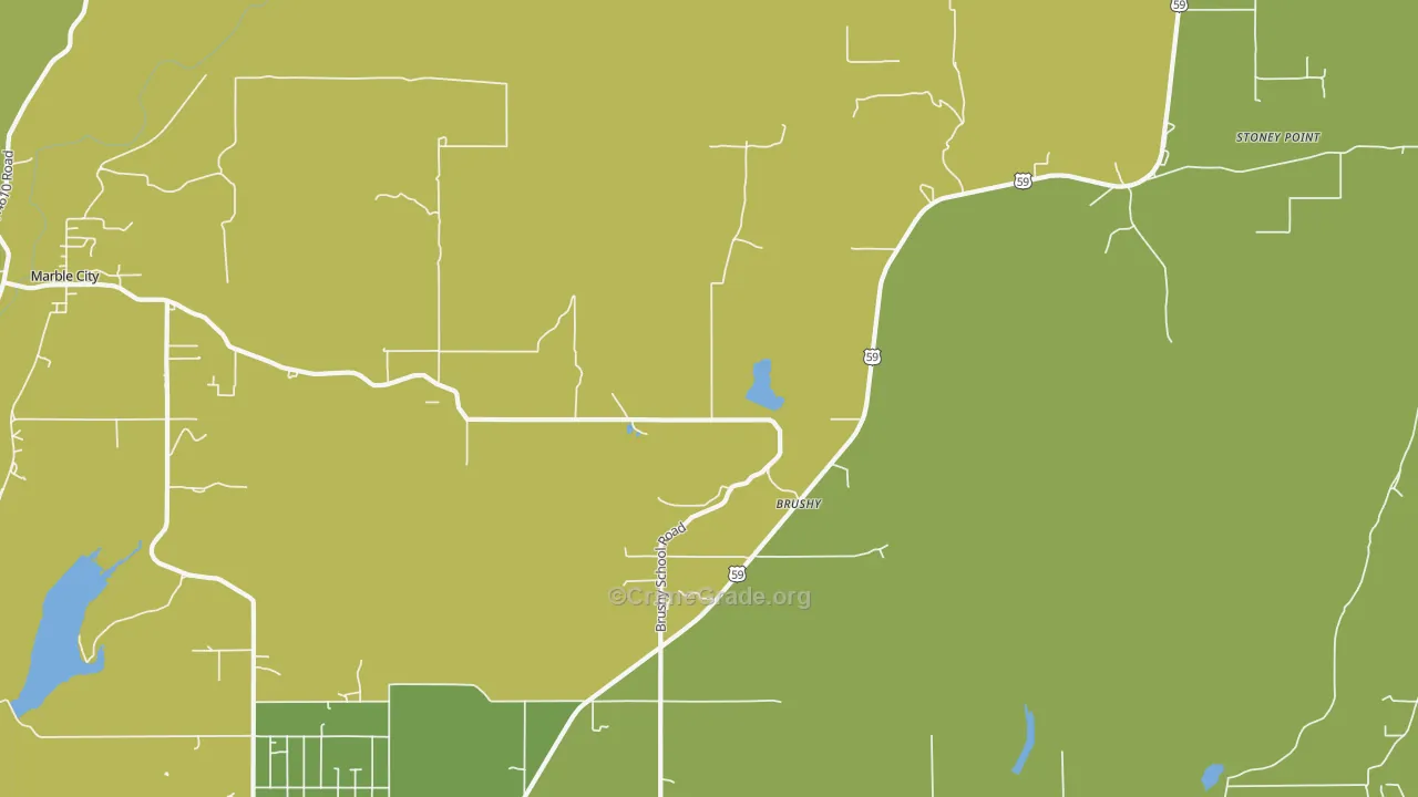 Brushy, OK Map of Vehicle Theft Rates
