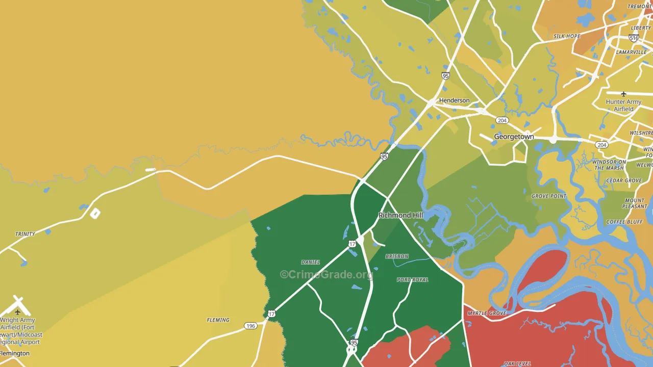 Bryan County, GA Map of Vehicle Theft Rates