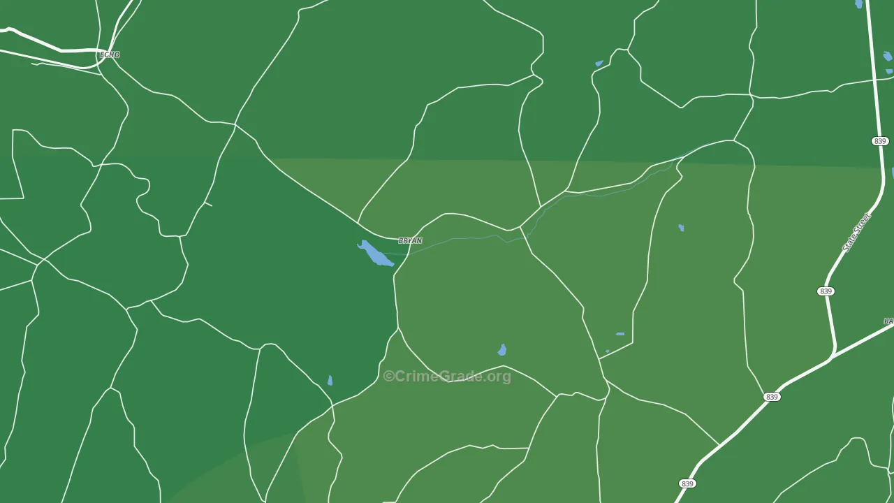 Bryan, PA Map of Vehicle Theft Rates