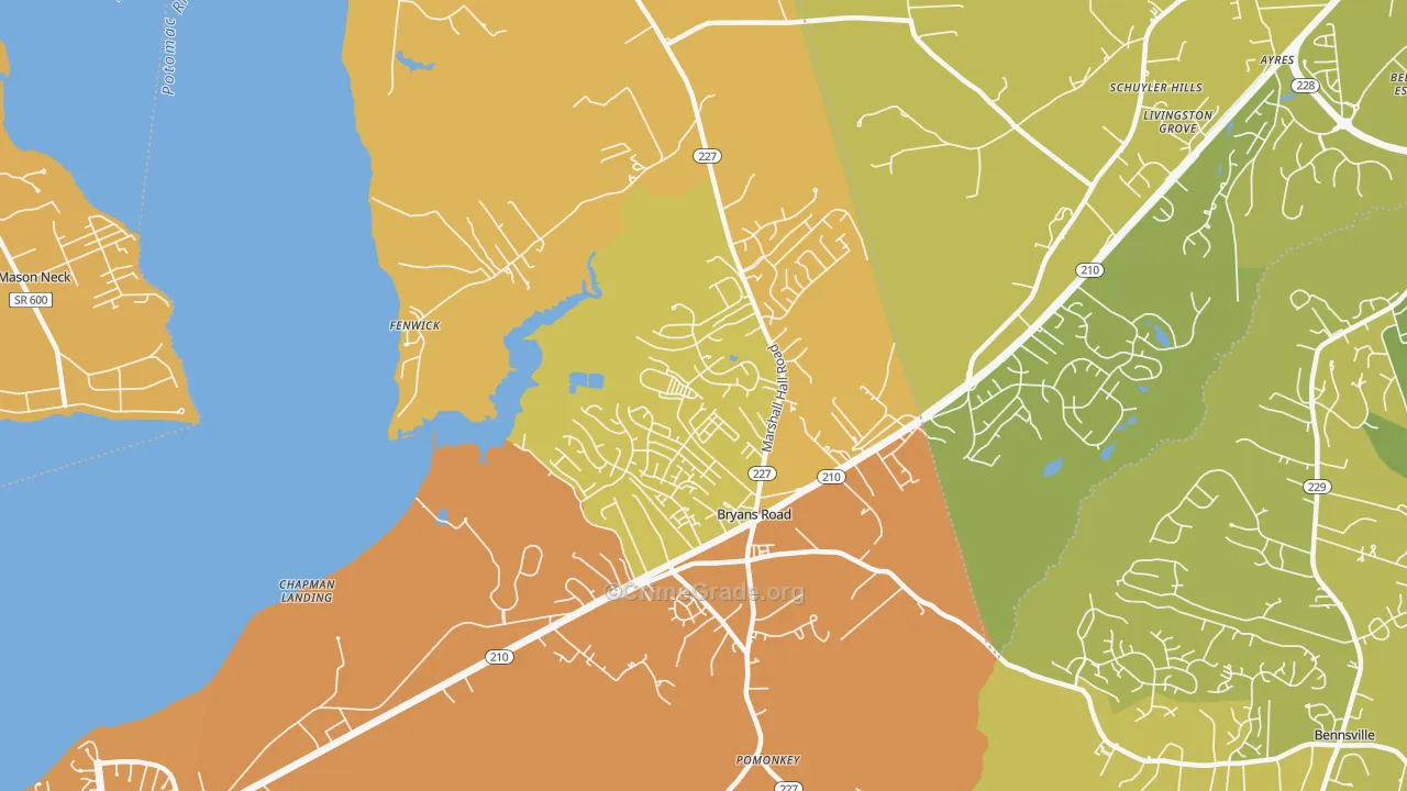 Bryans Road, MD Map of Vehicle Theft Rates