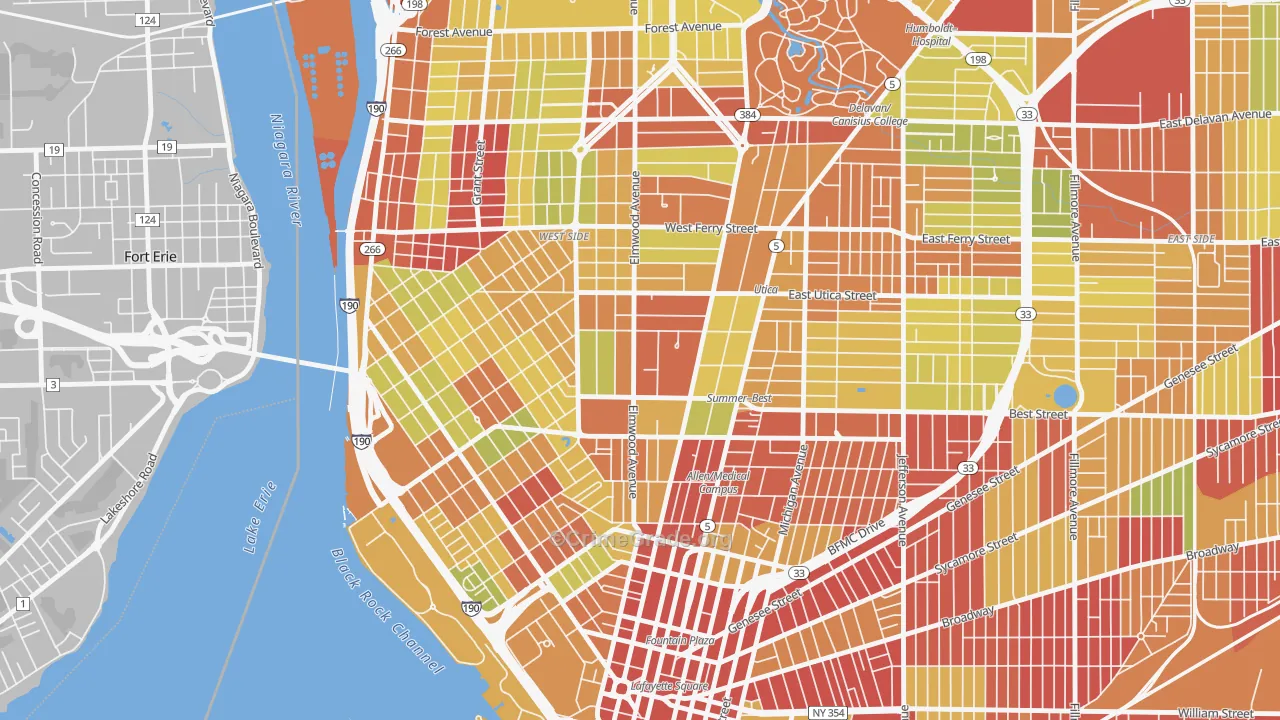 Bryant, Buffalo, NY Map of Vehicle Theft Rates