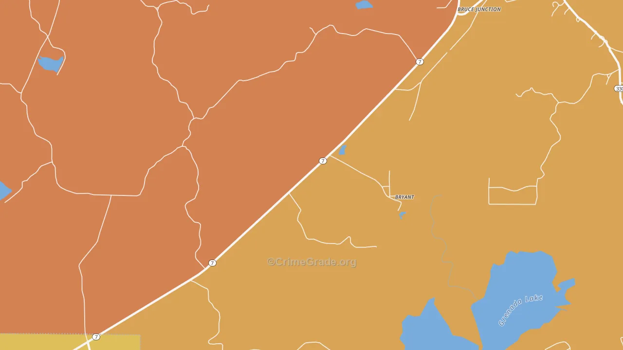 Bryant, MS Map of Vehicle Theft Rates