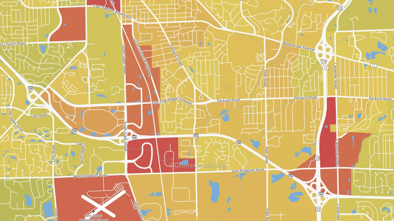 Bryant Pattengill East, Ann Arbor, MI Map of Vehicle Theft Rates