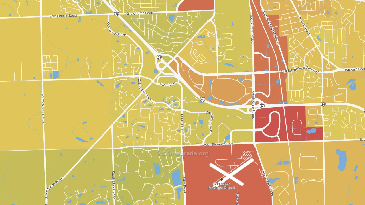 Bryant Pattengill West, Ann Arbor, MI Map of Vehicle Theft Rates