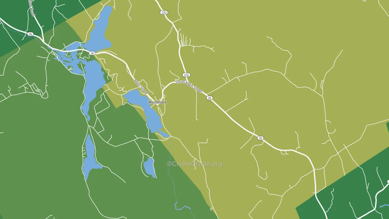 Bryant Pond, ME Map of Vehicle Theft Rates