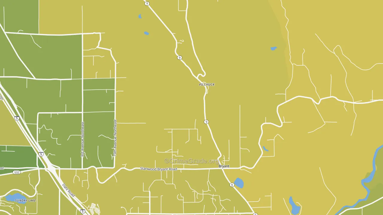 Bryant, WA Map of Vehicle Theft Rates