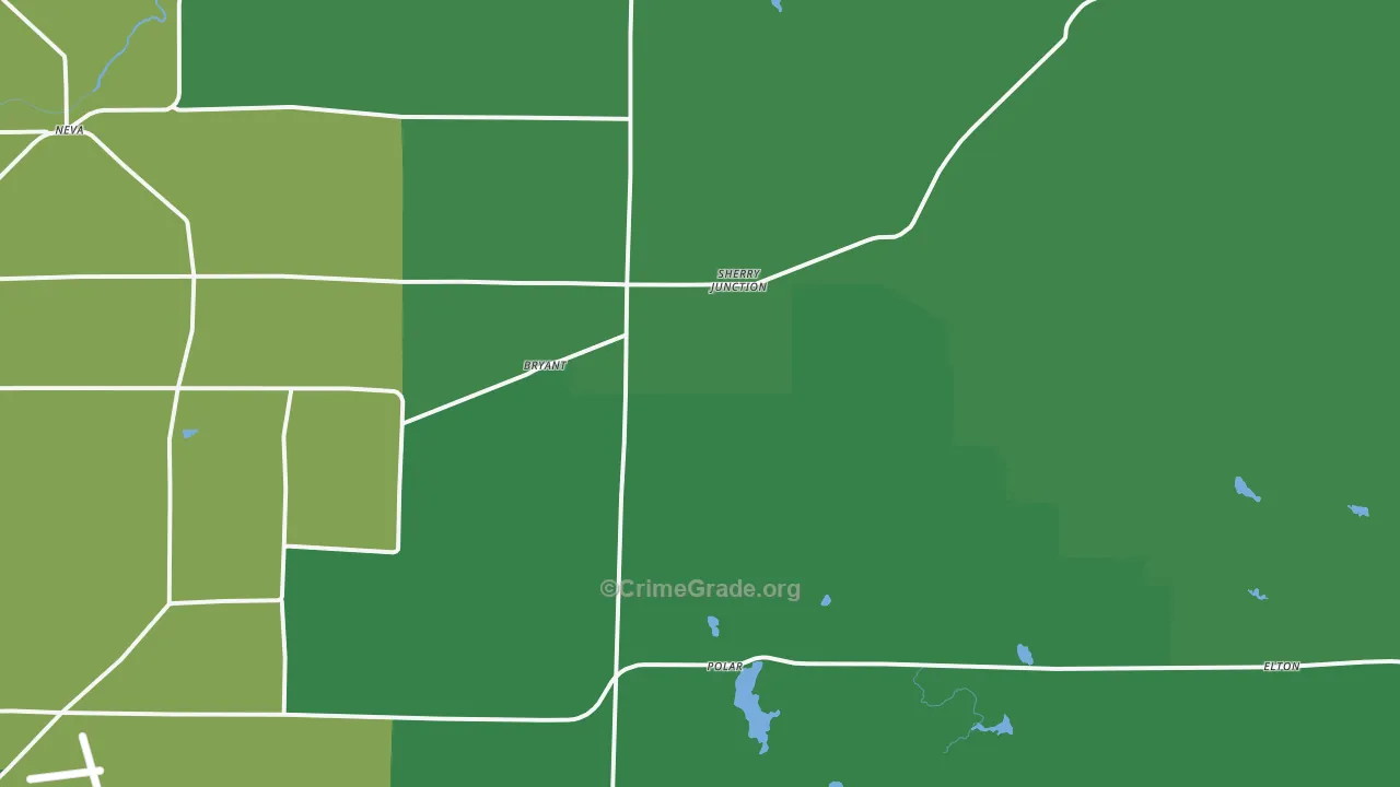 Bryant, WI Map of Vehicle Theft Rates