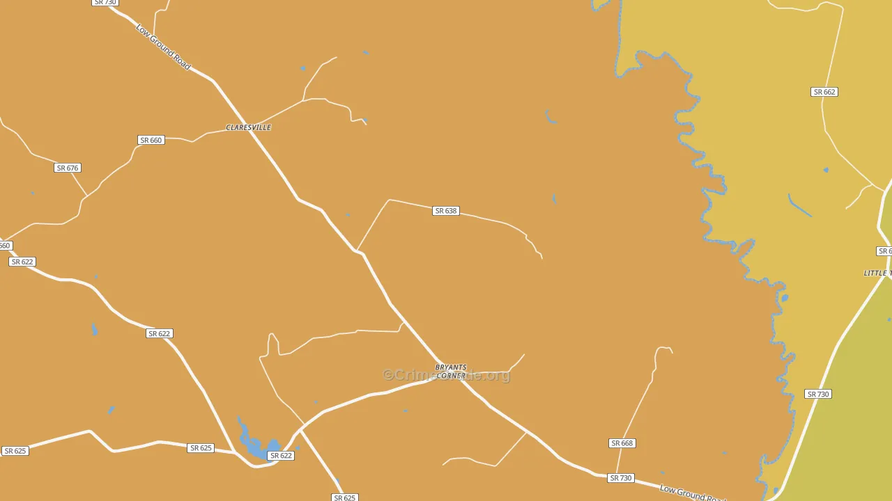 Bryants Corner, VA Map of Vehicle Theft Rates